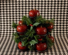 VTG Christmas Wooden Apple Tree Centerpiece Farmhouse Country Primitive Holiday picture