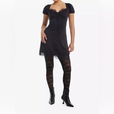 Cosmic Aura Black Lace Puff Sleeve Dress picture