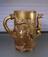 Antique Meiji Period Satsuma Dragon Immortals Teapot Signed picture