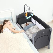 Folding 3 in 1 Baby Bassinet for Infant Bedside Sleeper w/ Rotating Music Stand picture