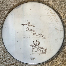 1980s Signed Phil Collins Drum Skin with Doodle picture