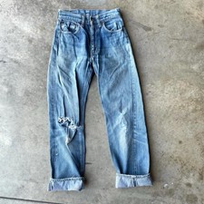 VTG 1960s big E selvedge Levi’s 502 lemon stitching Talon Zip #4 Stamp 24” picture