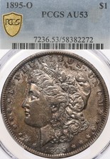 1895-O $1 PCGS AU53 Morgan Silver Dollar New Orleans About Uncirculated Toned picture