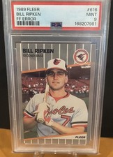 1989 Fleer Billy Ripken #616 FF Error Bat Knob Baseball Card picture