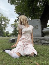 60's Pink Flower Lace Nightgown picture