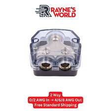 2 Way Distribution Block 0-4 AWG In, 4-8 AWG Out Car Audio Amp Power or Ground picture