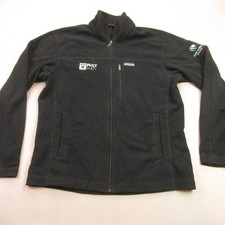 Patagonia Men's Black Full Zip Fleece Jacket Size L Regular Embroidered Logos picture