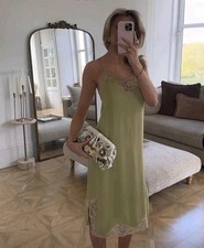 ZARA XS,S,M, ZW COLLECTION SATIN LACE DRESS PISTACHIO NEW | 5107/060/511 picture