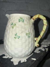 Vintage Rare BELLEEK Shamrock Pitcher Made In Ireland Green Mark picture
