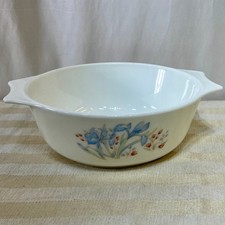 JAJ English Pyrex Blue Iris Casserole Serving Bowl With Handles No Lid Vintage picture