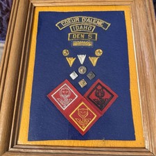 Vintage WWII Era 1940s Cub Scouts BSA Pins Patches Framed Coeur d'Alene ID picture