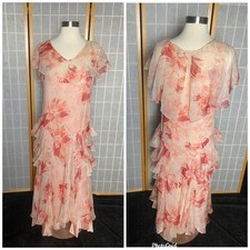 Vintage 1930’s sheer red, pink and white floral dress, size small picture