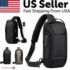 Anti Theft Sling Bag Waterproof Chest Bag Crossbody Backpack w/ USB Charge Port picture