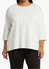 Jones New York Women’s Plus 2X NYC White Solid Round Neck 3/4 Sleeve Top picture