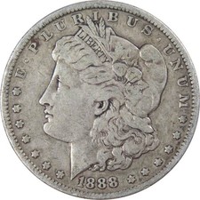 1888 Morgan Silver Dollar F Fine $1 Coin Collectible picture