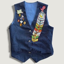 Vintage cotton handmade 90s Shriners Masonic Vest MSASC Rally Patches Pins 1997+ picture