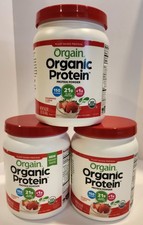 3-Orgain Organic Protein Powder Strawberries N Creme 16.3oz Good Exp DATES.  picture