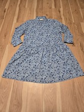 Tuckernuck Hayes Blue Hydrangea Drop Waist Shirt Dress Preppy Pockets Size XL picture