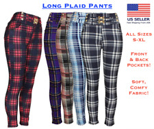 Women's Full Ankle Long Plaid Checkered Pants, Sizes S-XL, Multiple Colors picture