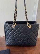 Authentic CHANEL GST Grand Shopping Tote Black Caviar Leather Gold Hardware picture