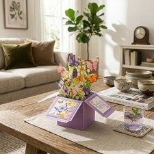 3D Pop Up Butterfly Greeting Card Box with Envelope Small Card OPP Bag picture