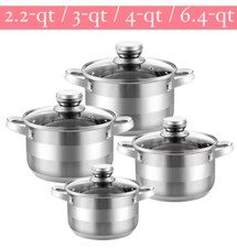 4 pc Stainless Steel Stockpot Set Cooking Pot Set Casserole 2qt 3qt 4qt 6.4qt picture