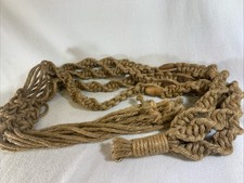 Vintage 1970’s Jute Wood Beads Macrame Plant Hanger 5’ picture