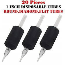 20PCS 1 Inch 25MM Tatmax Tattoo Disposable Tubes Clear Tips Round, Flat, Diamond picture