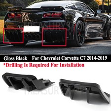 For Corvette C7 Z06 2014-2019 STG 3 Add-On Rear Bumper Diffuser Kit Gloss Black picture