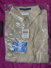 Columbia Bonehead Men's M Beige Solid Short Sleeve Button-Up Point Collar FM7130 picture
