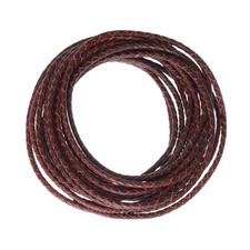 Lystaii 5.5 Yards Genuine Leather Cord 4mm Round Braided Bolo Antique Brown picture