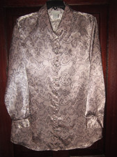 Soft Surroundings New Size PS S Tunic Top Blouse Shirt Satin Paisley Lace Print picture