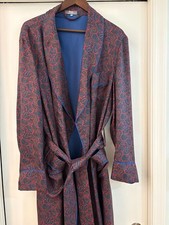Ornate Paisley Madder Silk Luxury Dressing Gown - Budd Shirtmakers - Men's L picture