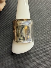 PZ Israel Or Paz Modernist Sterling Silver 925 Wide Cigar Band Ring, Size 11 picture