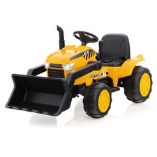 Costway 12V Kid's Ride on Excavator with Adjustable Digging Bucket-Yellow - Colo picture
