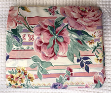 Vintage Full Flat Sheet – Pink Cabbage Rose Floral – Cottagecore Bedding picture
