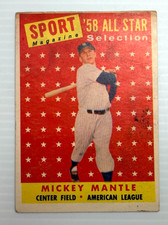 1958 Topps Mickey Mantle #487 All-Star Selection Vintage Yankees HOF Card Red picture