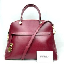 Furla Piper Red Leather 2Way Shoulder Bag Gold Hardware Crossbody Tote Italy picture