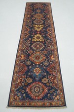 3x8 ft Navy Blue Afghan Hand knotted Oriental Runner Rug picture