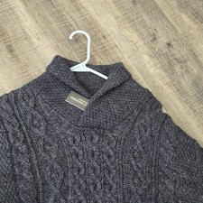 NWT New PAOLO MONDO Italy Men's XL Blue Fisherman Sweater Shawl Collar Wool Bld picture