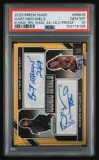 2023 Panini Prizm WWE Shawn Michaels Bret Hart Dual Gold Auto /10 PSA 10 POP 1 picture