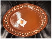 Made in Mexico 11x8 Mexican Grande Dinner or Salad Clay Oval Plates Set Of 4  picture