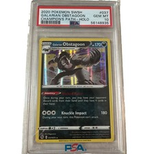 2020 POKEMON SWORD & SHIELD CHAMPION'S PATH #037 GALARIAN OBSTAGOON-HOLO PSA 10 picture