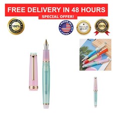 Jinhao 82 Acrylic Fountain Pen Fine Nib with Converter - Morandi Lake Blue Gold picture