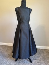 Adrianna Papell Black A-Line Midi Dress Scoop Neck Pleated Zip Lined size 4 picture