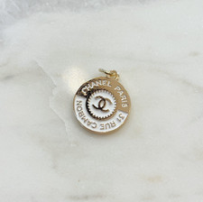 Designer Gold and White Round Zipperpull | set of 1 STAMPED picture