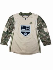 Adidas LA Kings NHL Jersey Mens 46 Military Camo Hockey Authentic Fight Strap picture