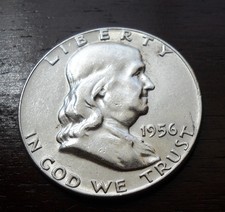 1956 Benjamin Franklin Half Dollar BU  90% Uncirculated Silver Coin picture