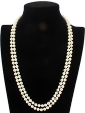 Super Long 30 Inch Hand Made Shell Pearl Necklace UNISEX Lobster Clasp picture