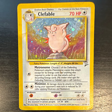 Clefable 5/130 Base Set 2 Holo Rare 2000 HP/DMG Swirl EN Pokemon Vintage picture